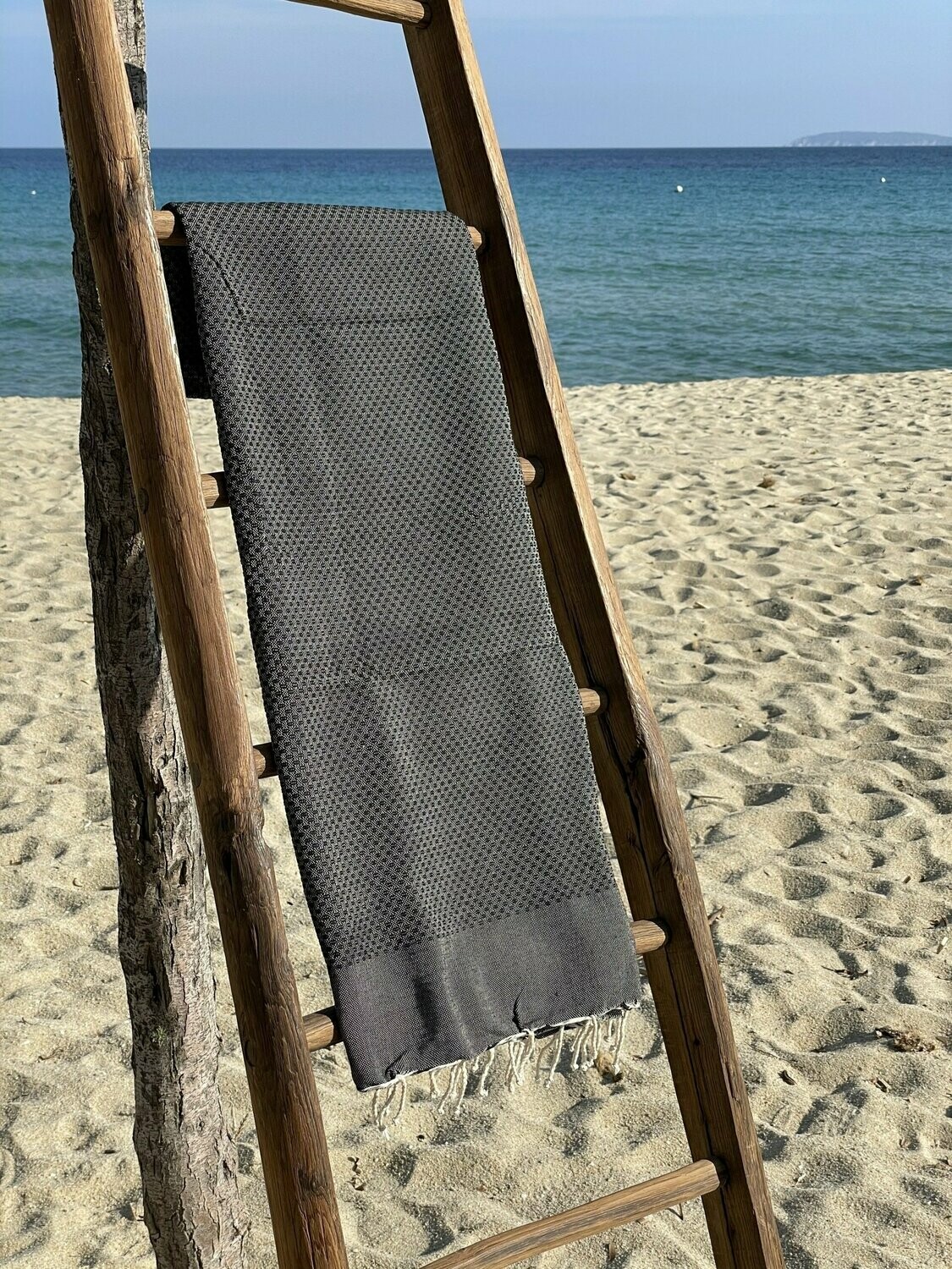 Fouta 100x200cm Nid d'Abeille Unies Noire