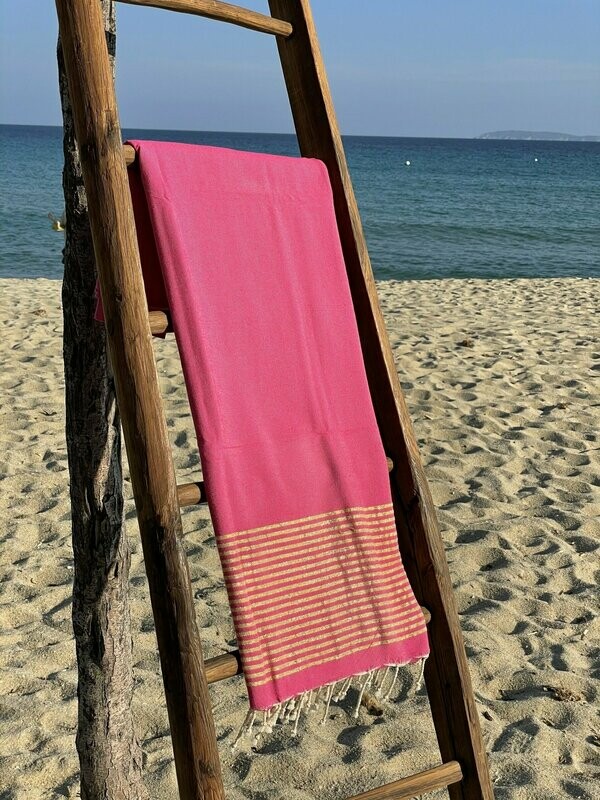 Fouta  100x200cm Plat Lurex Doré Fushia