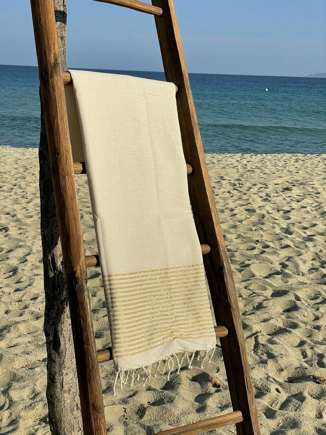 Fouta  100x200cm Plat Lurex Doré Ecru
