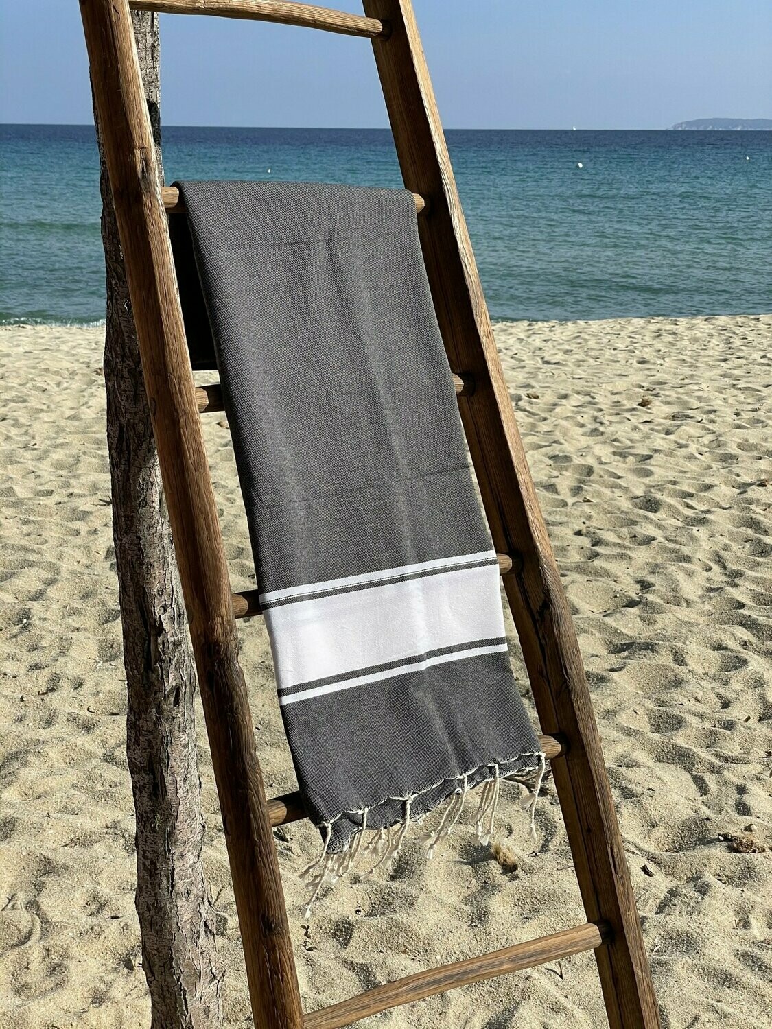 Fouta  100x200cm Traditionnelle  Noir/Gris