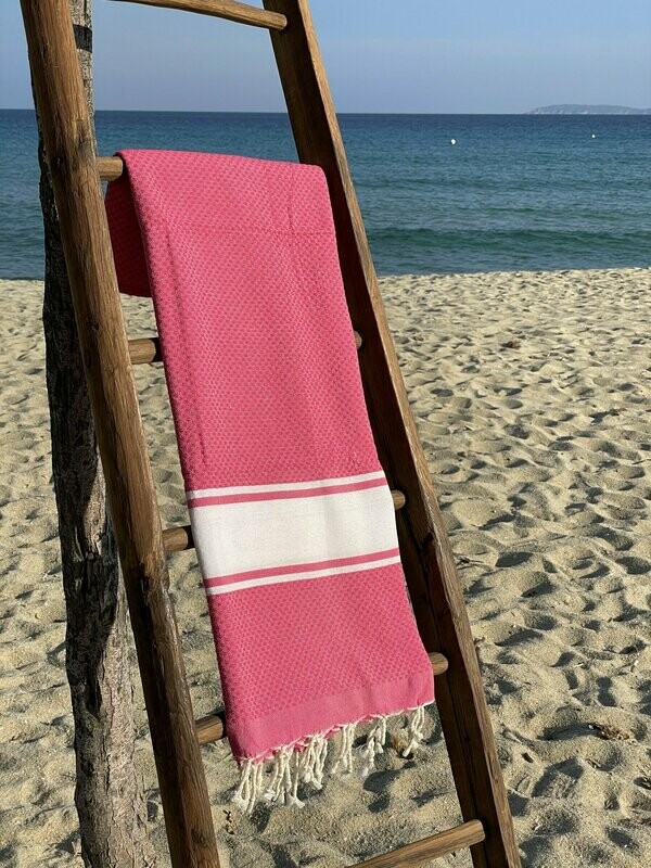 Fouta  100x200cm Nid d'Abeille Traditionnelle Fushia