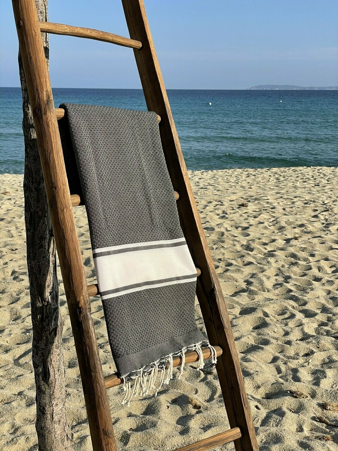 Fouta  100x200cm Nid d'Abeille Traditionnelle Gris Foncé