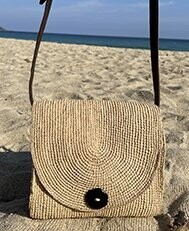 Sac Bandoulière Bouton Carré Naturel
