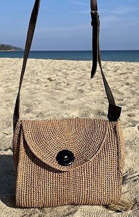 Sac Bandoulière Bouton Carré Thé