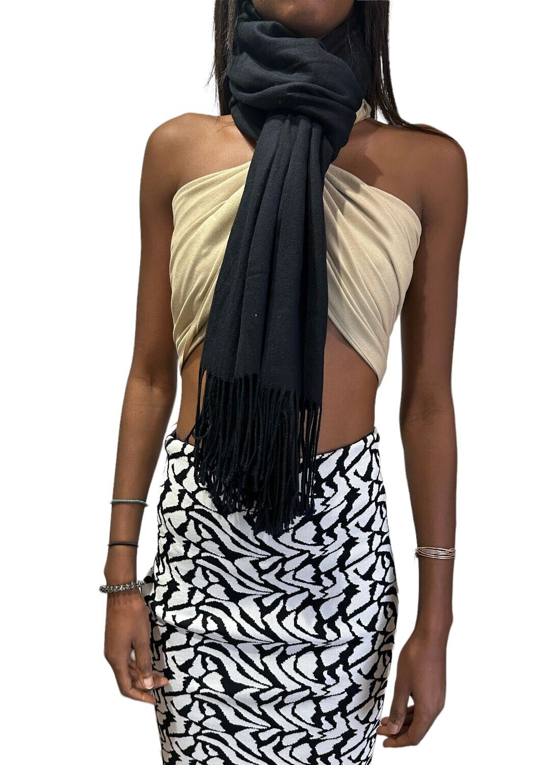 Echarpe 180x70 cm 30% Cachemire Noir