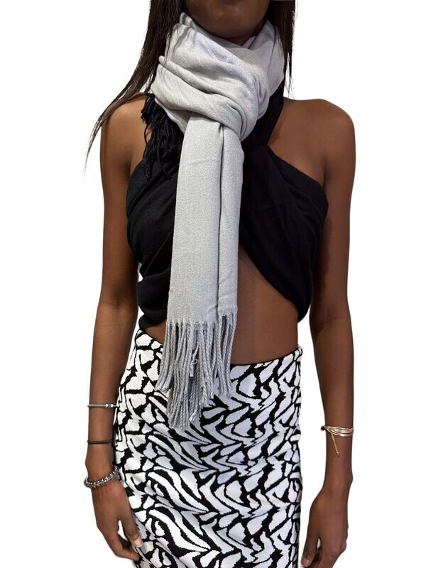 Echarpe 180x70 cm 30% Cachemire Gris Clair