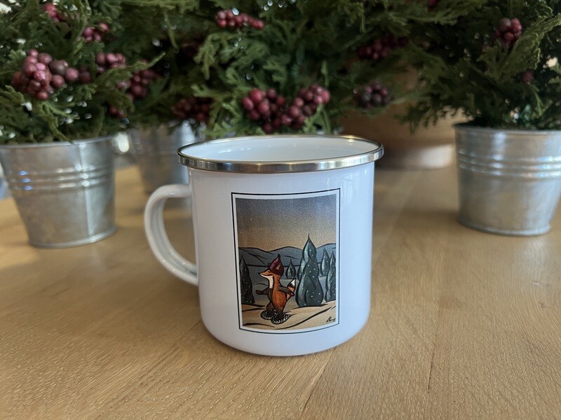Christmas Mug - Fox Snowshoeing