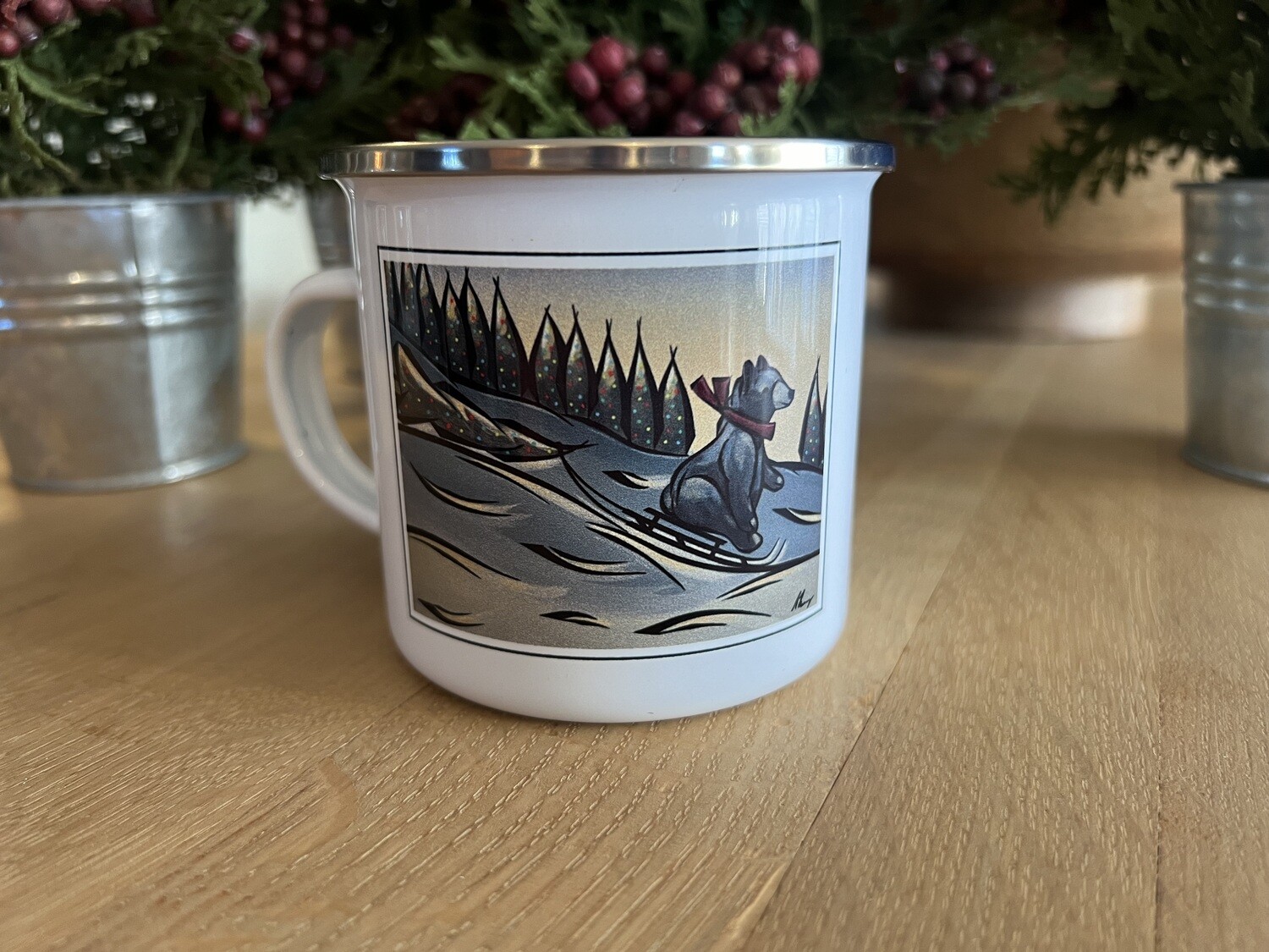 Christmas Mug - Bear Sledding & Pulling A Christmas Tree