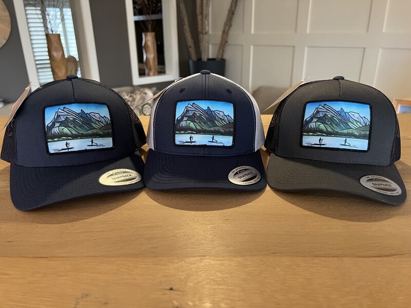 Rundle Mountain Paddleboarding Artwork Patch Hat