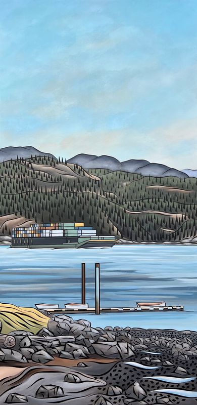 Freight On The Strait ~ 24”x48”