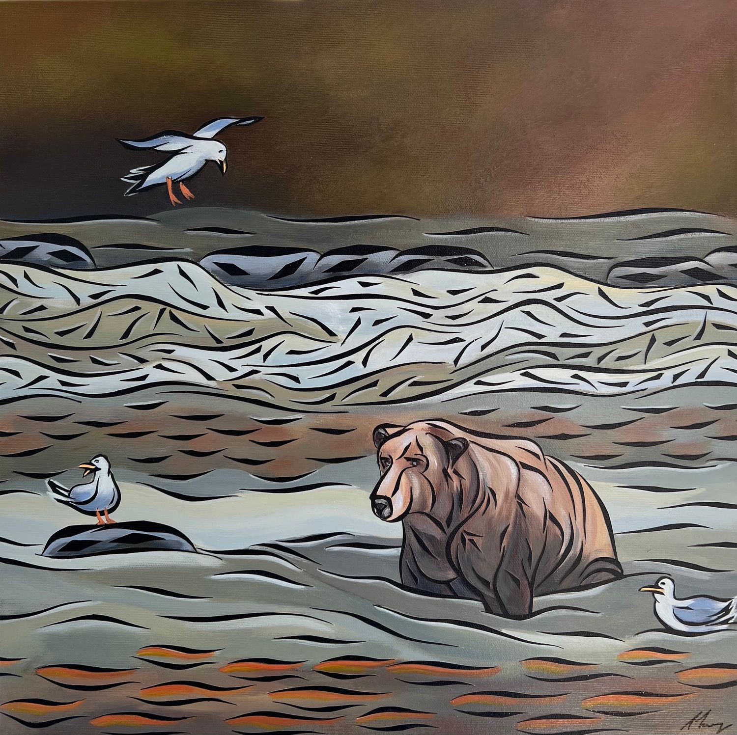 Down Stream Dream ~ 16”x16”