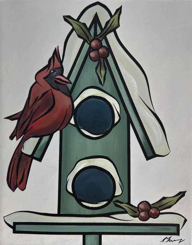 Christmas Painting - “Meet Me Under The Mistletoe ” ~ 8”x10”