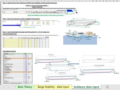 Stability Calculator (Trim or rolling condition) of Barge and its cargoes by ofc.sonny@yahoo.co.id