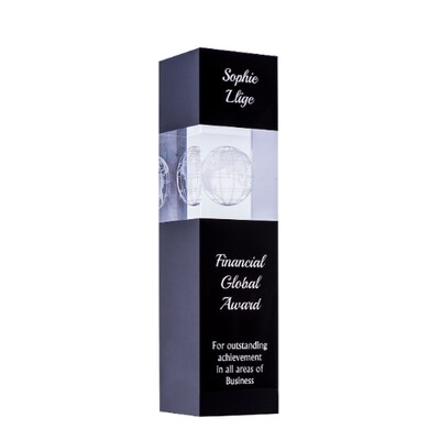 Black Crystal Globe Glass Trophy – GL04A, GLO4B & GLO4C