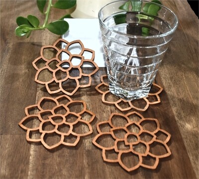 Flower Timber Coasters