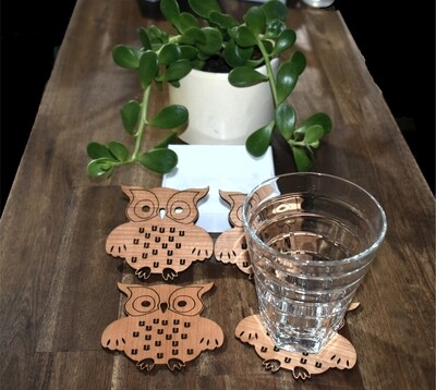 Owl Timber Coasters