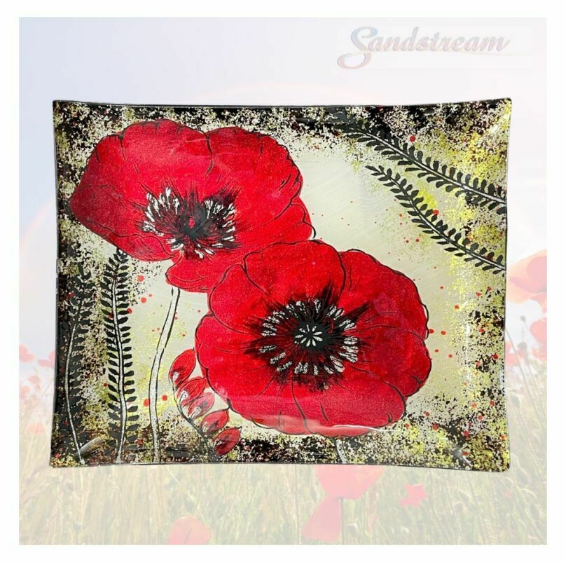 Armistace Poppy Glass Plate