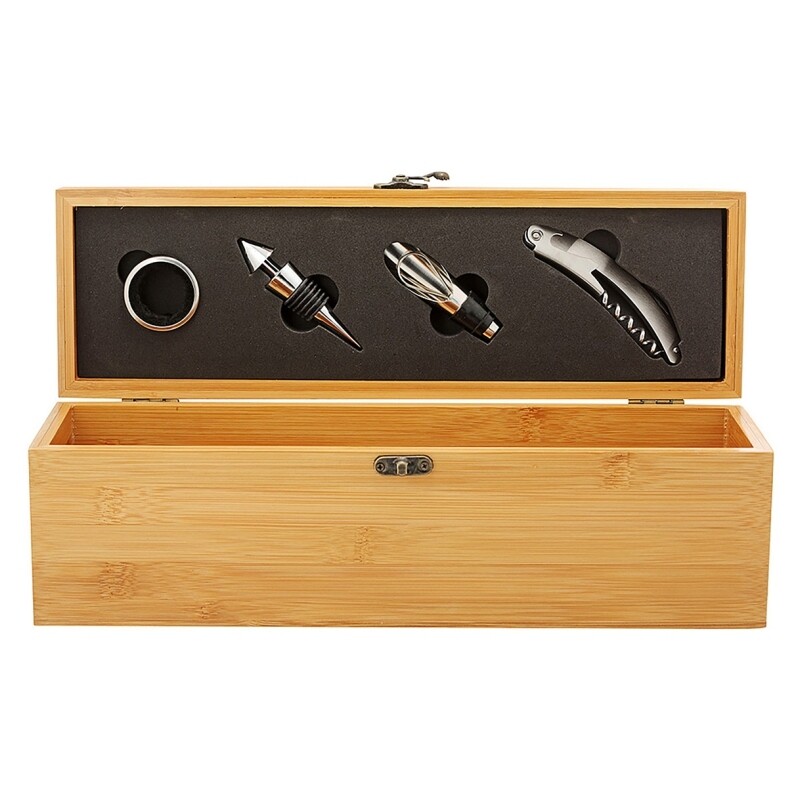 Engraved Timber Wine Box – Pine, Rosewood &amp; Bamboo