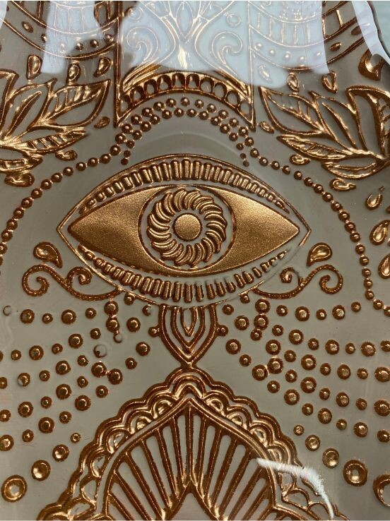 Hamsa Glass Plate