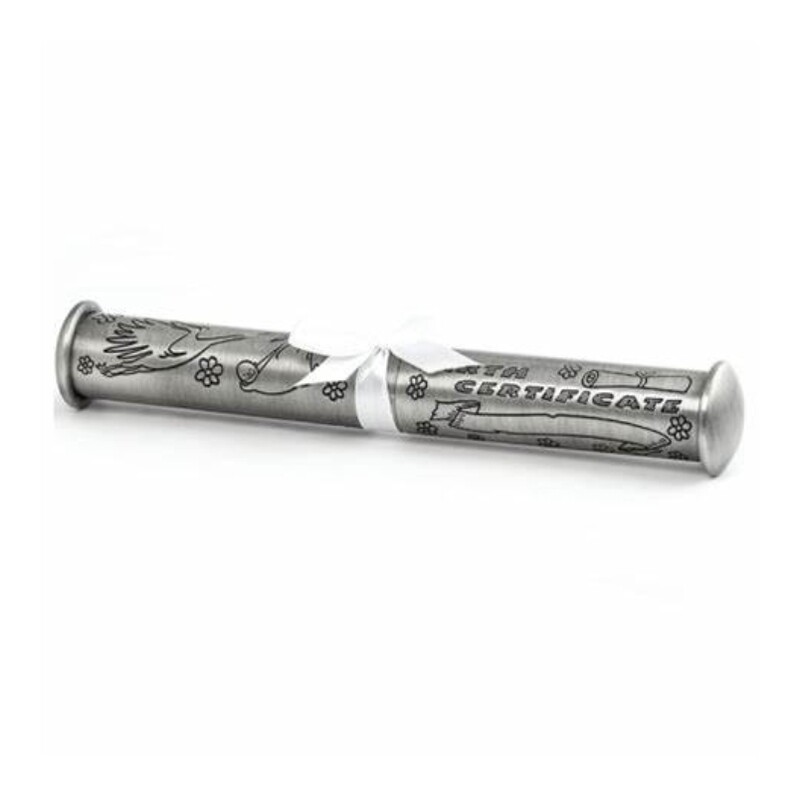 Engraved Pewter Baby Certificate Holder