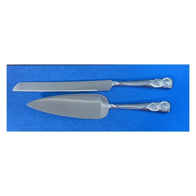 Silver Hearts Cake Server Set