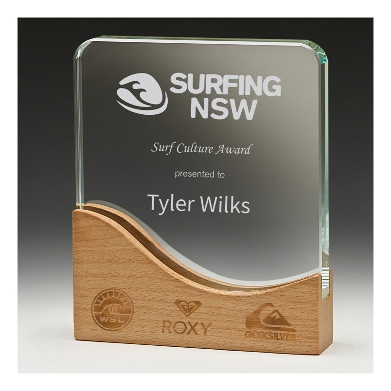 Crystal Wood Tablet Award