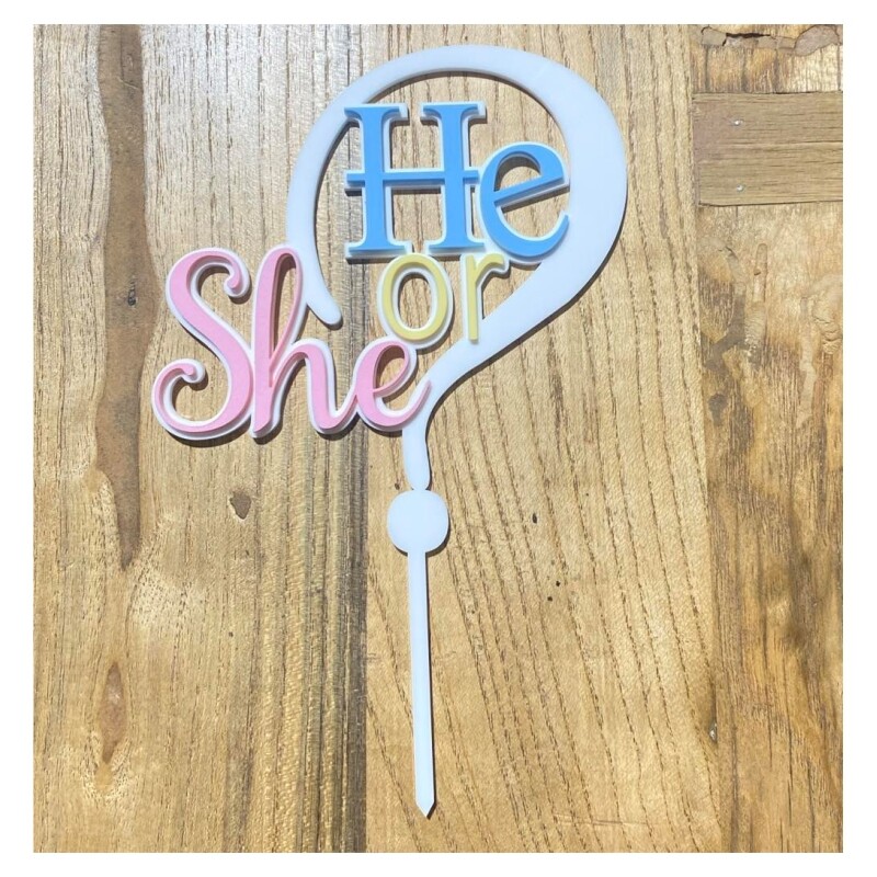 Baby Shower &#39;He or She&#39; Cake Topper