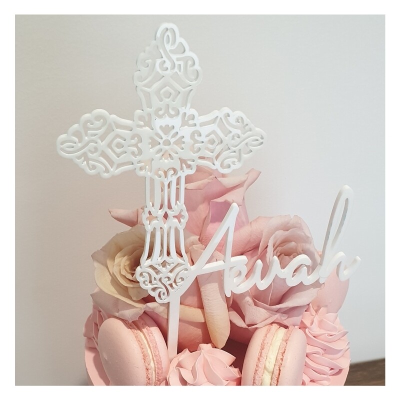 Christening/Baptism Personalised Topper &amp; Charm