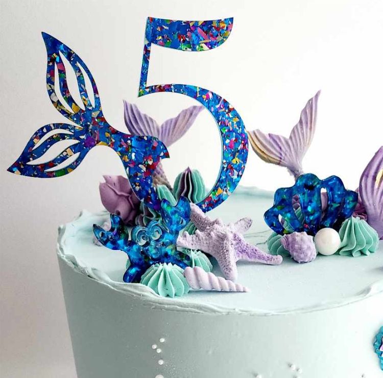 Mermaid Number Tail Cake Topper