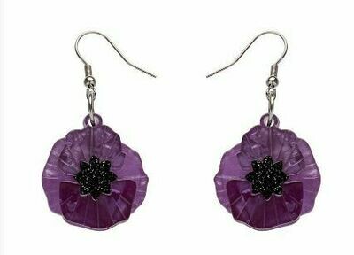 Erstwilder Poppy Field Purple Drop Earrings