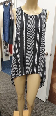 Asymmetric Black & White Stripe Tunic Size 8