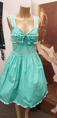 Hell Bunny Mint Green Polka dot Sleeveless Dress Size 12-14