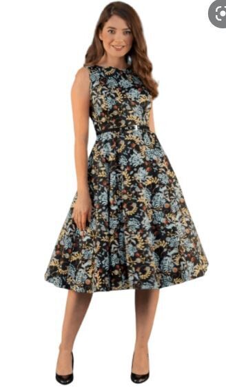 Teal Floral Tea Dress Size 12