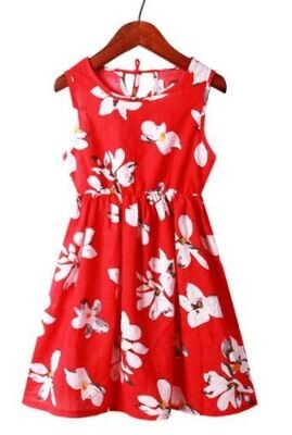 Red Floral Retro Vintage Dress Size 6 yrs