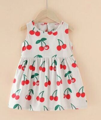 Cherries on White Retro Vintage Dress Size 6 yrs