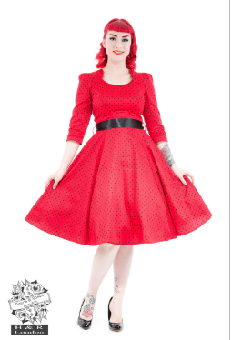 Veronica Red Black Polka Dot  Dress Size 8
