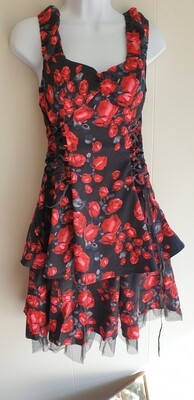 ​Black Sorrento Red Rose Tea Dress  Size 10