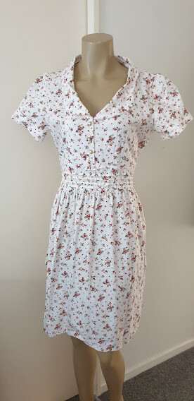 SOLD   Trollied Dolly Floral Berry Collared Dress Size 14