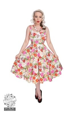 ​50s Adelise Roses Swing Dress  Size 8