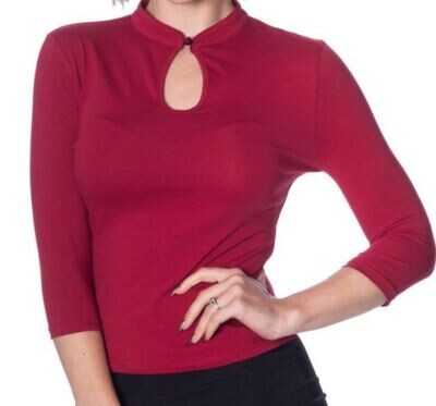 Banned Retro 1930's Emily Keyhole Vintage Top Red