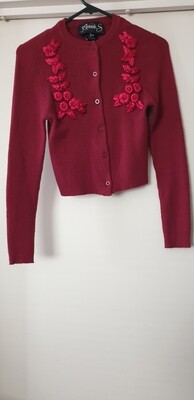 Annah Stretton Maroon Crop Cardi O/S