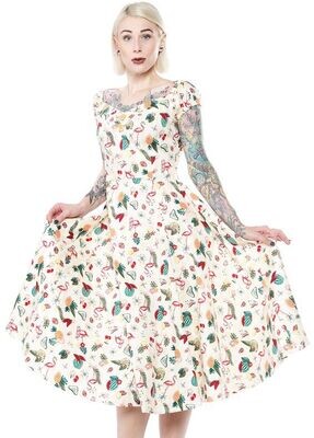 Collectif Dolores Atomic Flamingo Swing Dress  Size XL UK16
