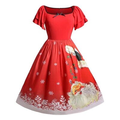 Red Rockabilly  Christmas  Flared Midi Party Dress  Size 24/26
