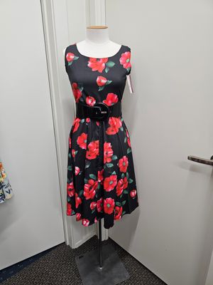 Poppies on Black Dress only - Belt is extra $15