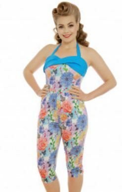 Heloise&#39; Blue Floral Print Jumpsuit Size 20