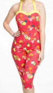 LINDYBOP Emi Red Fruit Cocktail Jumpsuit Size 18