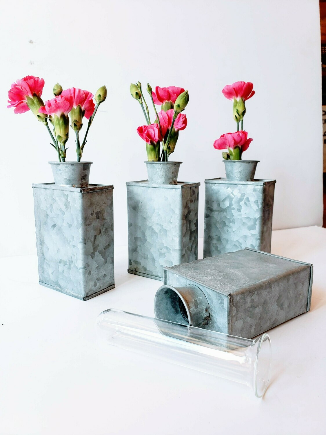 Metal Vase with Glass test tube