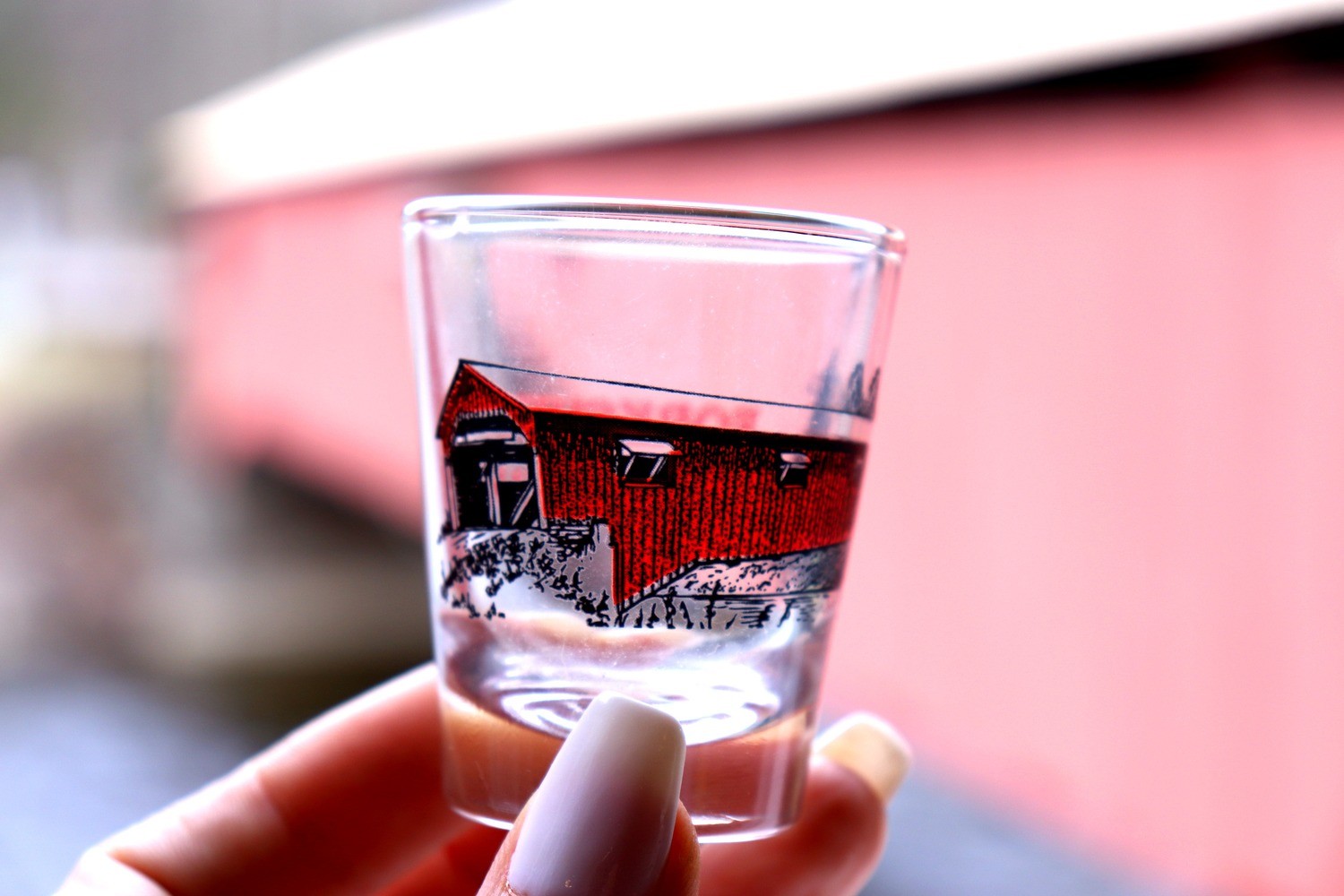 Covered Bridge shot glass