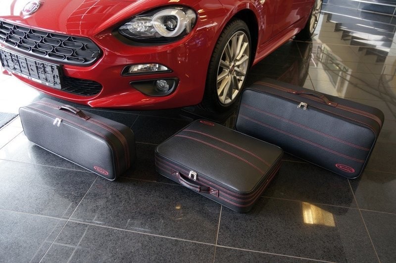 Roadsterbag kofferset Fiat 124 Spider (rode stiknaad)