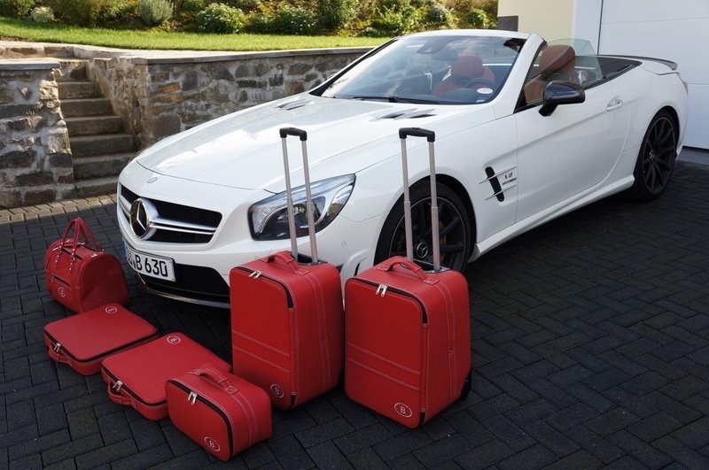 Roadsterbag suitcase set Mercedes SL R231 (Red Leather)